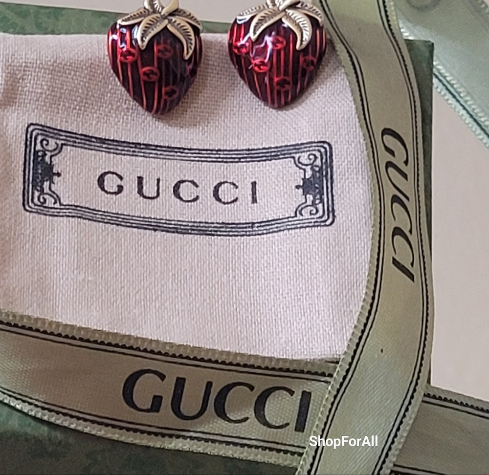 Gucci Red and Black Strawberry Earrings - Picture 2 of 10